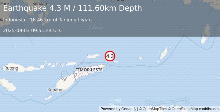 Earthquake Banda Sea (4.5 M) (2025-09-03 09:51:43 UTC)