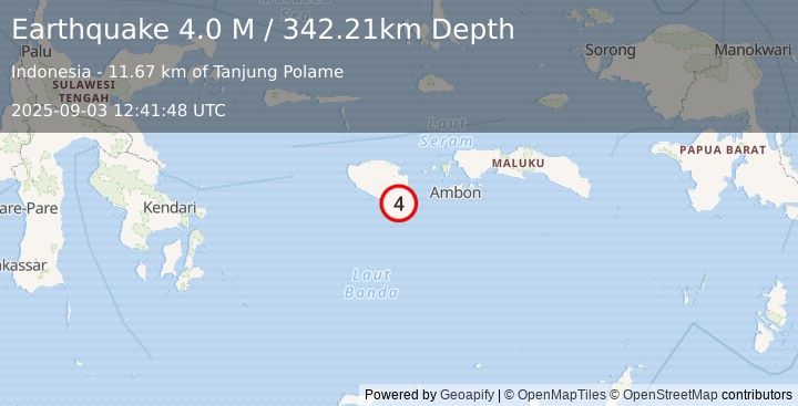 Earthquake Seram, Indonesia (4.0 M) (2025-09-03 12:41:48 UTC)