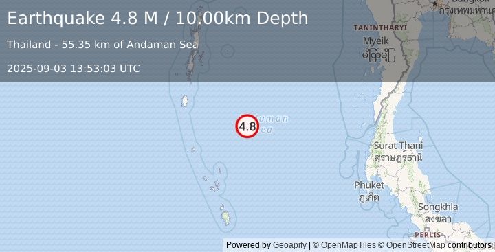 Earthquake Nicobar Islands, India Region (4.8 M) (2025-09-03 13:53:03 UTC)