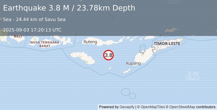 Earthquake Savu Sea (3.9 M) (2025-09-03 17:20:12 UTC)