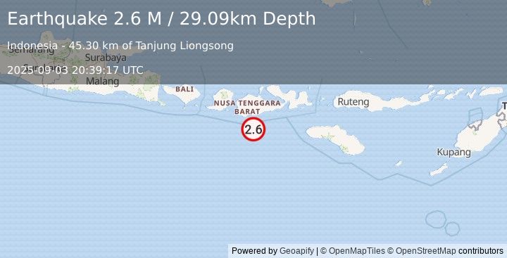 Earthquake Sumbawa Region, Indonesia (2.6 M) (2025-09-03 20:39:17 UTC)