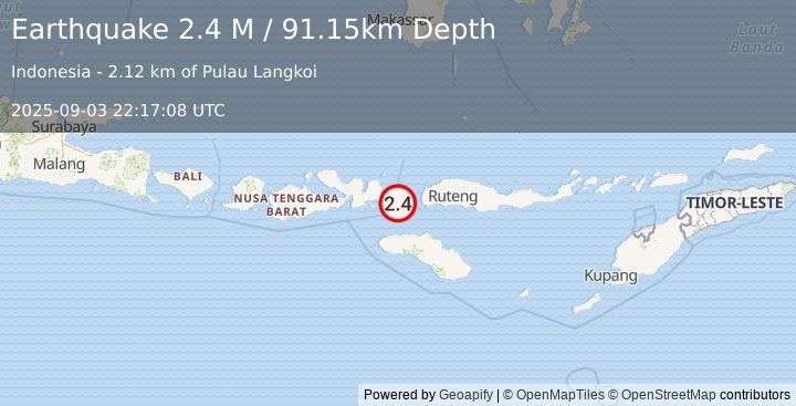 Earthquake Flores Region, Indonesia (2.4 M) (2025-09-03 22:17:08 UTC)