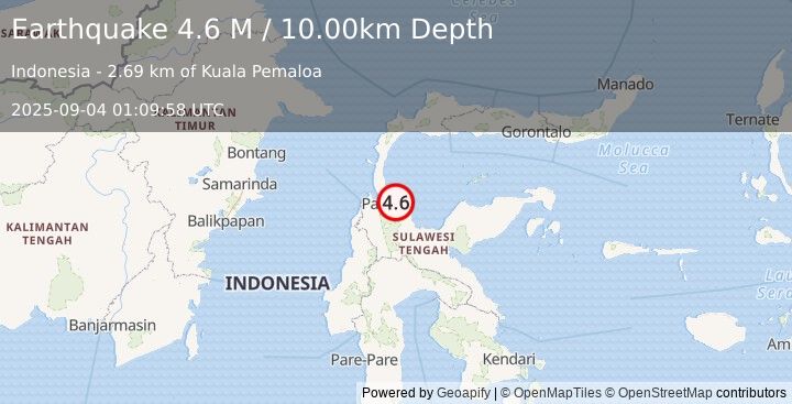 Earthquake Minahassa Peninsula, Sulawesi (4.6 M) (2025-09-04 01:09:58 UTC)