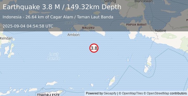 Earthquake Banda Sea (3.8 M) (2025-09-04 04:54:58 UTC)