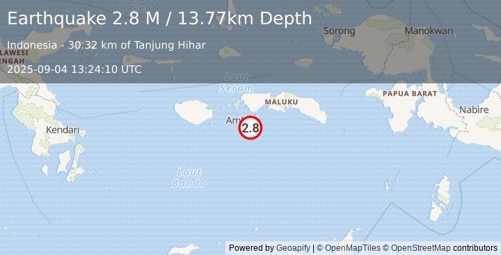 Earthquake Seram, Indonesia (2.8 M) (2025-09-04 13:24:10 UTC)