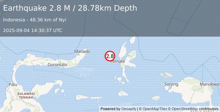 Earthquake Northern Molucca Sea (2.8 M) (2025-09-04 14:30:37 UTC)