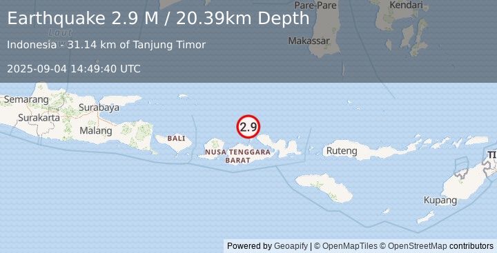 Earthquake Bali Sea (2.9 M) (2025-09-04 14:49:40 UTC)