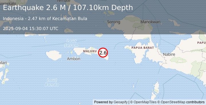 Earthquake Seram, Indonesia (2.6 M) (2025-09-04 15:30:07 UTC)