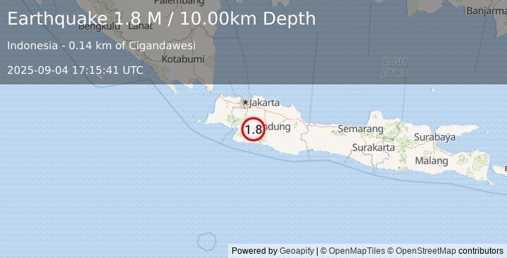 Earthquake Java, Indonesia (1.8 M) (2025-09-04 17:15:41 UTC)