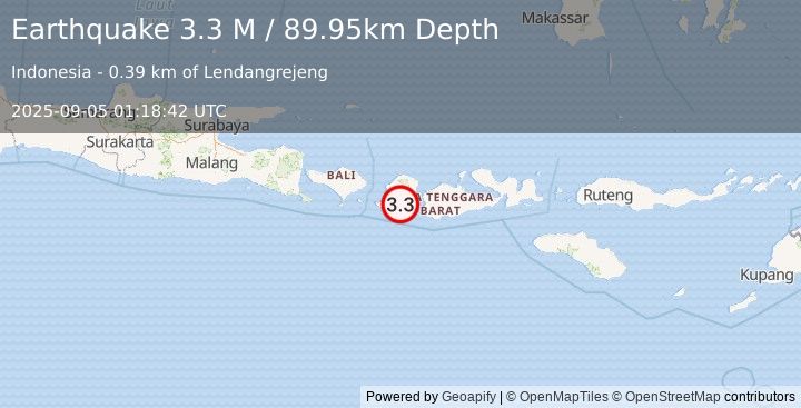 Earthquake Sumbawa Region, Indonesia (3.3 M) (2025-09-05 01:18:42 UTC)