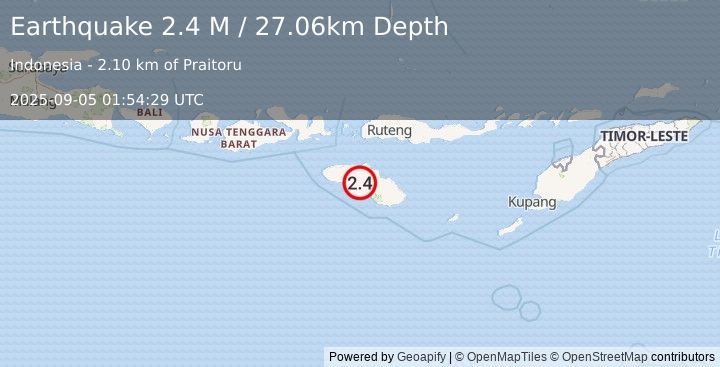 Earthquake Sumba Region, Indonesia (2.4 M) (2025-09-05 01:54:29 UTC)