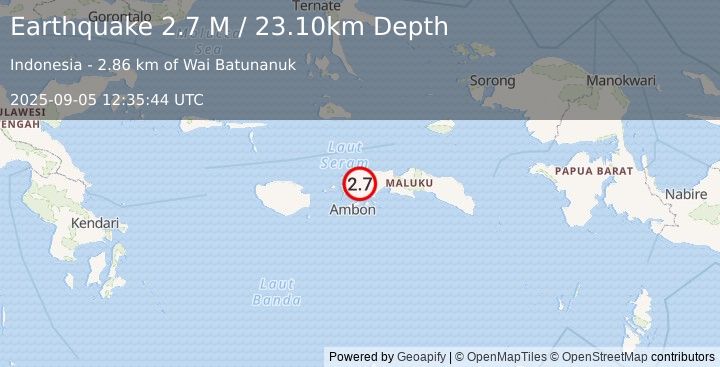 Earthquake Seram, Indonesia (2.7 M) (2025-09-05 12:35:44 UTC)