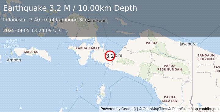 Earthquake West Papua Region, Indonesia (3.2 M) (2025-09-05 13:24:09 UTC)