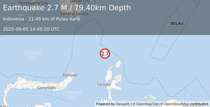 Earthquake Talaud Islands, Indonesia (2.7 M) (2025-09-05 14:45:20 UTC)