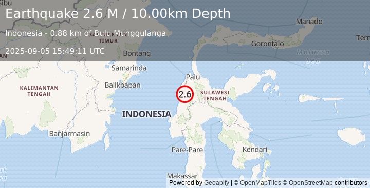 Earthquake Sulawesi, Indonesia (2.6 M) (2025-09-05 15:49:11 UTC)
