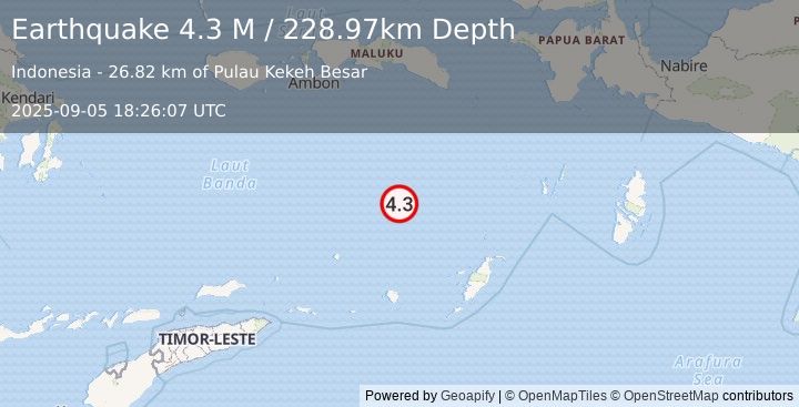 Earthquake Banda Sea (4.2 M) (2025-09-05 18:26:09 UTC)