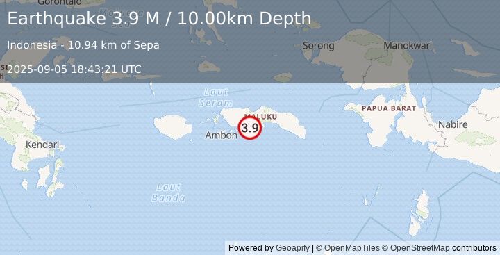 Earthquake Seram, Indonesia (3.9 M) (2025-09-05 18:43:21 UTC)