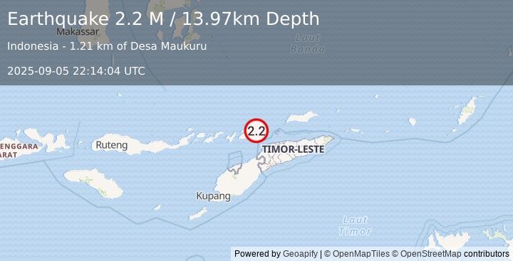 Earthquake Timor Region (2.2 M) (2025-09-05 22:14:04 UTC)