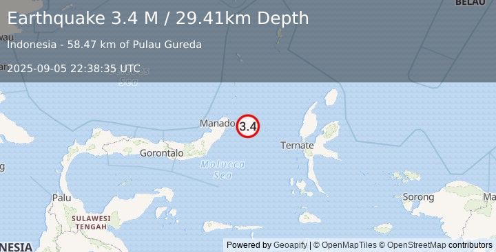 Earthquake Northern Molucca Sea (3.4 M) (2025-09-05 22:38:35 UTC)