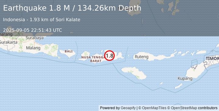 Earthquake Sumbawa Region, Indonesia (1.8 M) (2025-09-05 22:51:43 UTC)