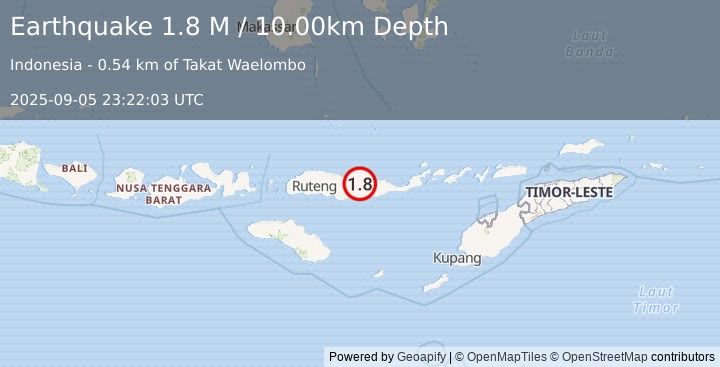 Earthquake Flores Region, Indonesia (1.8 M) (2025-09-05 23:22:03 UTC)