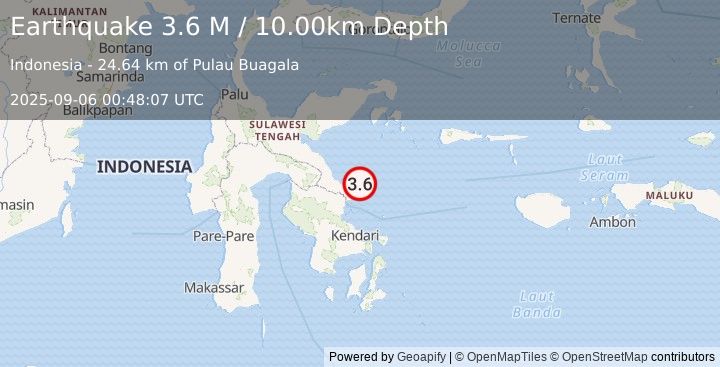 Earthquake Sulawesi, Indonesia (3.7 M) (2025-09-06 00:48:05 UTC)