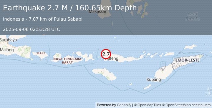 Earthquake Flores Region, Indonesia (2.7 M) (2025-09-06 02:53:28 UTC)