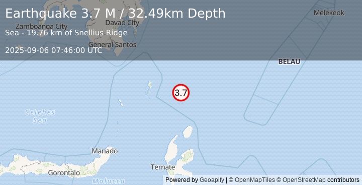 Earthquake North of Halmahera, Indonesia (3.7 M) (2025-09-06 07:46:00 UTC)