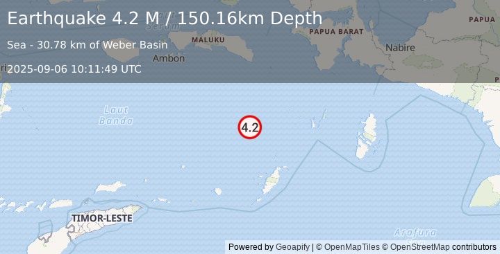 Earthquake Banda Sea (4.2 M) (2025-09-06 10:11:49 UTC)