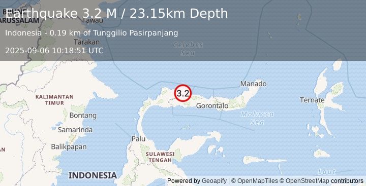 Earthquake Minahassa Peninsula, Sulawesi (3.2 M) (2025-09-06 10:18:50 UTC)