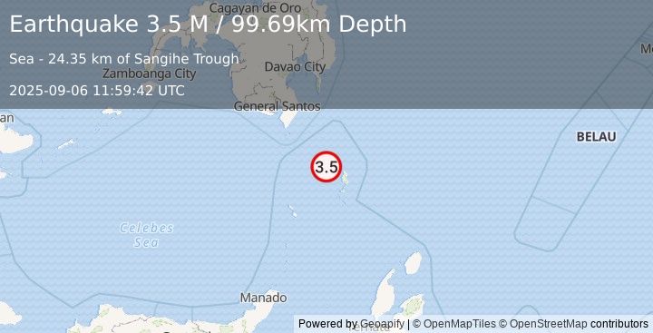 Earthquake Talaud Islands, Indonesia (3.8 M) (2025-09-06 11:59:43 UTC)