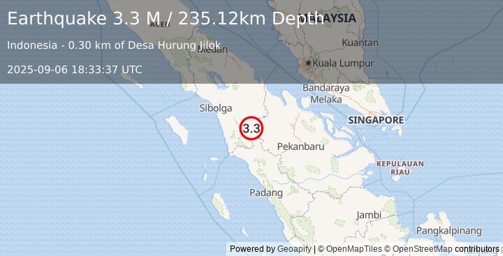 Earthquake Northern Sumatra, Indonesia (3.7 M) (2025-09-06 18:33:42 UTC)