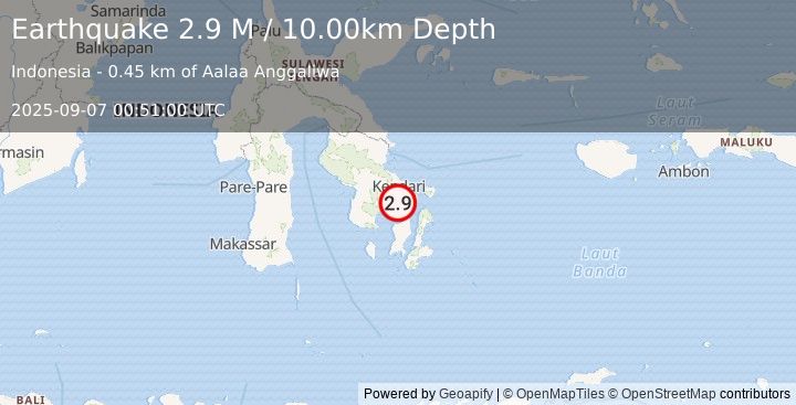 Earthquake Sulawesi, Indonesia (2.9 M) (2025-09-07 00:51:00 UTC)