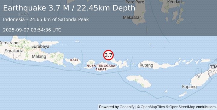 Earthquake Bali Sea (3.7 M) (2025-09-07 03:54:36 UTC)
