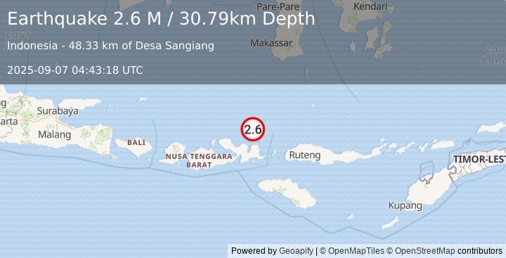 Earthquake Flores Sea (2.6 M) (2025-09-07 04:43:18 UTC)