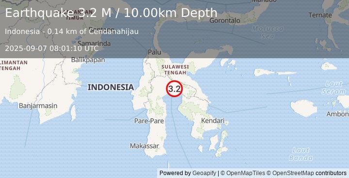 Earthquake Sulawesi, Indonesia (3.2 M) (2025-09-07 08:01:10 UTC)