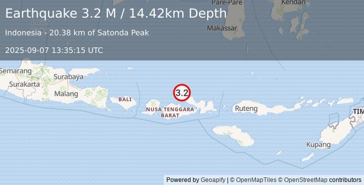 Earthquake Bali Sea (3.2 M) (2025-09-07 13:35:15 UTC)