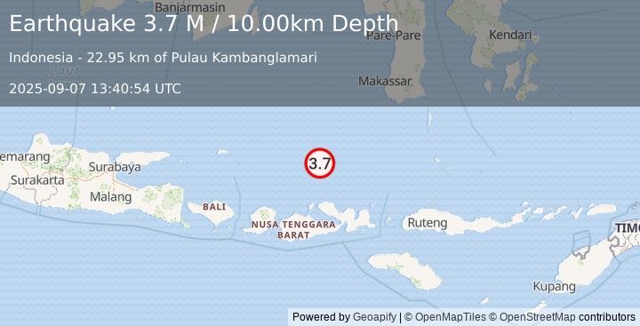 Earthquake Bali Sea (3.1 M) (2025-09-07 13:41:05 UTC)