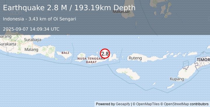Earthquake Sumbawa Region, Indonesia (2.8 M) (2025-09-07 14:09:34 UTC)