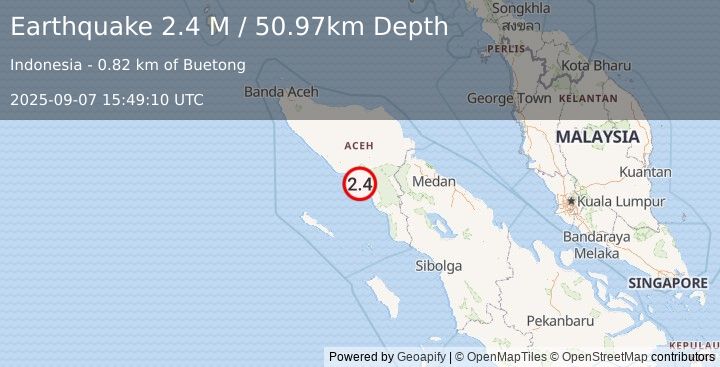Earthquake Northern Sumatra, Indonesia (2.4 M) (2025-09-07 15:49:10 UTC)