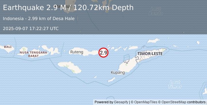 Earthquake Flores Region, Indonesia (2.9 M) (2025-09-07 17:22:27 UTC)