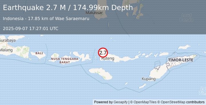 Earthquake Flores Region, Indonesia (2.7 M) (2025-09-07 17:27:01 UTC)