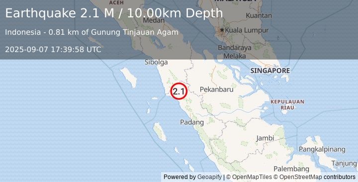 Earthquake Northern Sumatra, Indonesia (2.1 M) (2025-09-07 17:39:58 UTC)