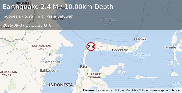 Earthquake Minahassa Peninsula, Sulawesi (2.4 M) (2025-09-07 18:16:33 UTC)