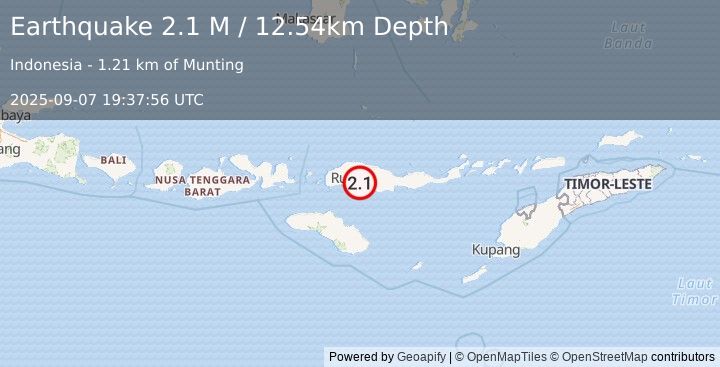Earthquake Flores Region, Indonesia (2.1 M) (2025-09-07 19:37:56 UTC)