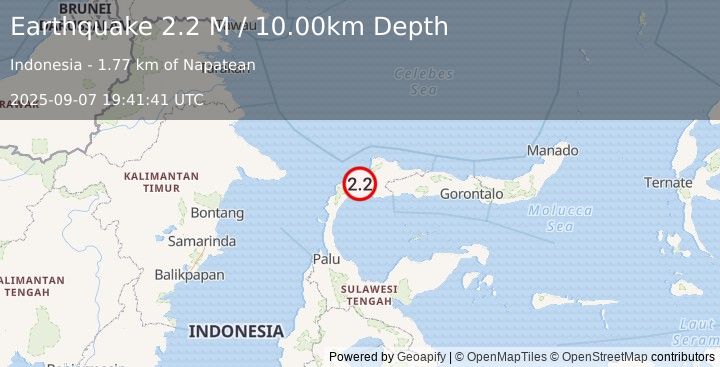 Earthquake Minahassa Peninsula, Sulawesi (2.2 M) (2025-09-07 19:41:41 UTC)
