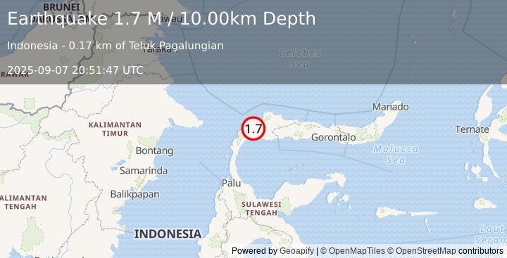 Earthquake Minahassa Peninsula, Sulawesi (1.7 M) (2025-09-07 20:51:47 UTC)