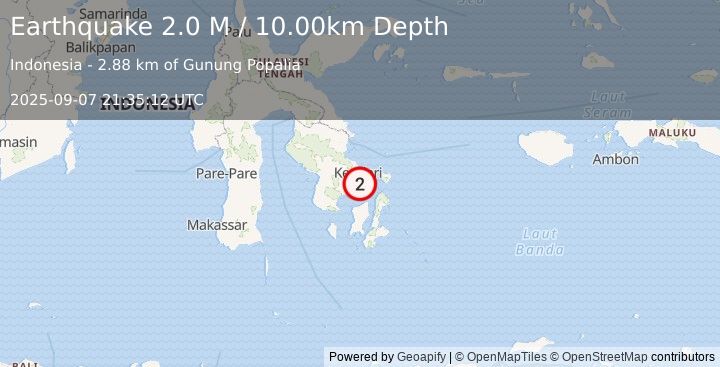 Earthquake Sulawesi, Indonesia (2.0 M) (2025-09-07 21:35:12 UTC)