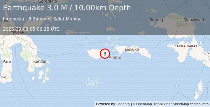 Earthquake Seram, Indonesia (3.0 M) (2025-09-08 05:06:18 UTC)