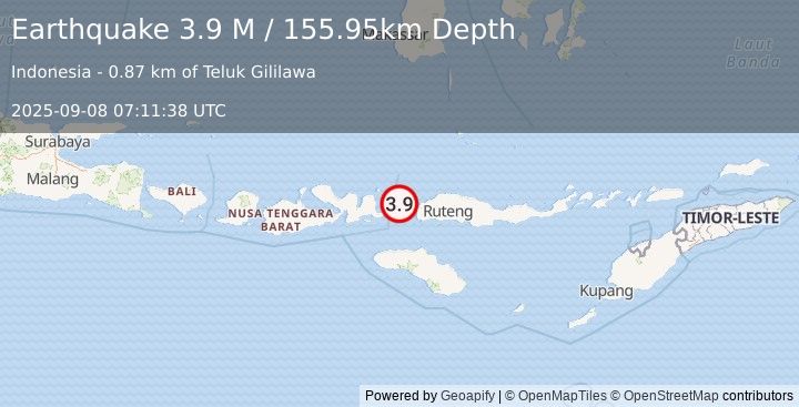 Earthquake Flores Region, Indonesia (3.9 M) (2025-09-08 07:11:38 UTC)